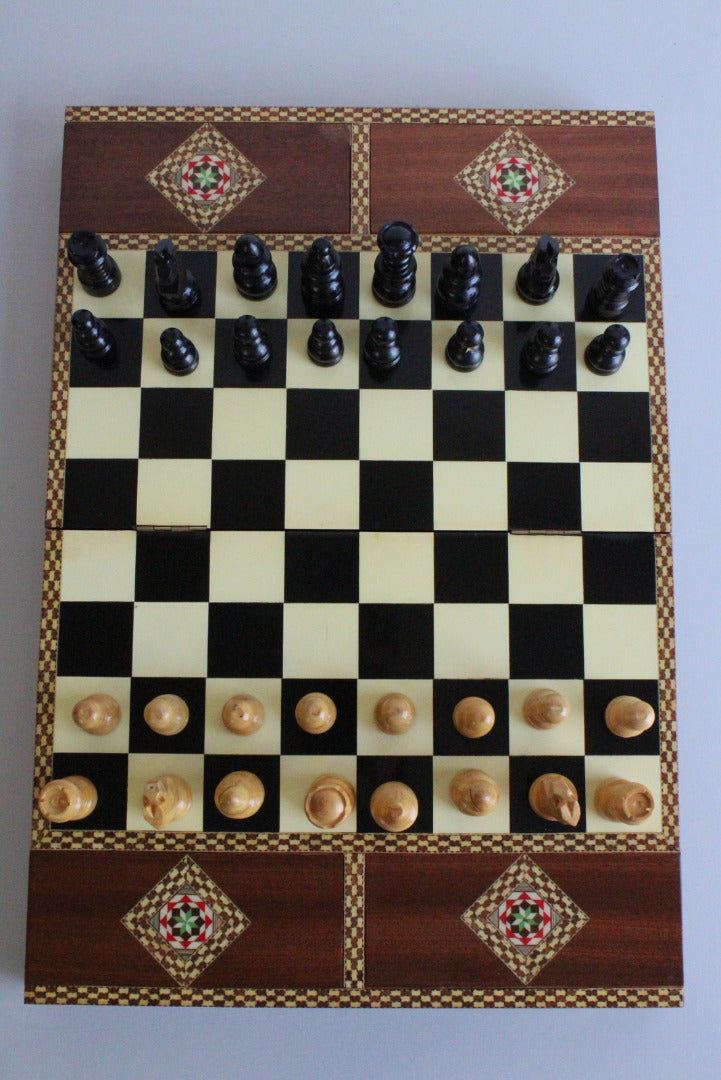 Vintage Italian Faux Marquetry Chess Board authentic