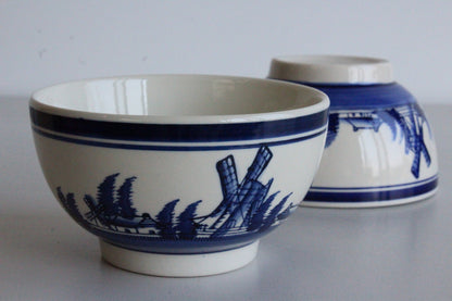 Pair Delft Style Bowls - Kernow Furniture