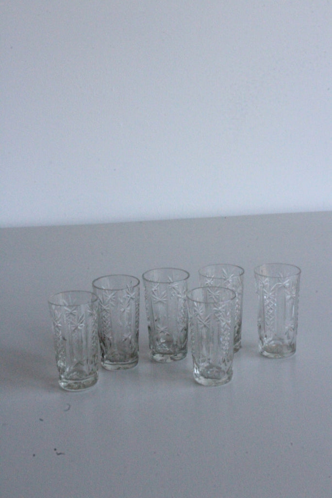 6 Vintage Cut Glass Liquer Glasses - Kernow Furniture