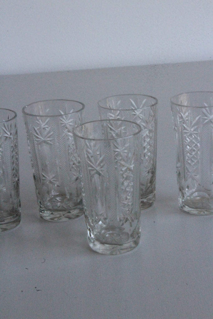 6 Vintage Cut Glass Liquer Glasses - Kernow Furniture
