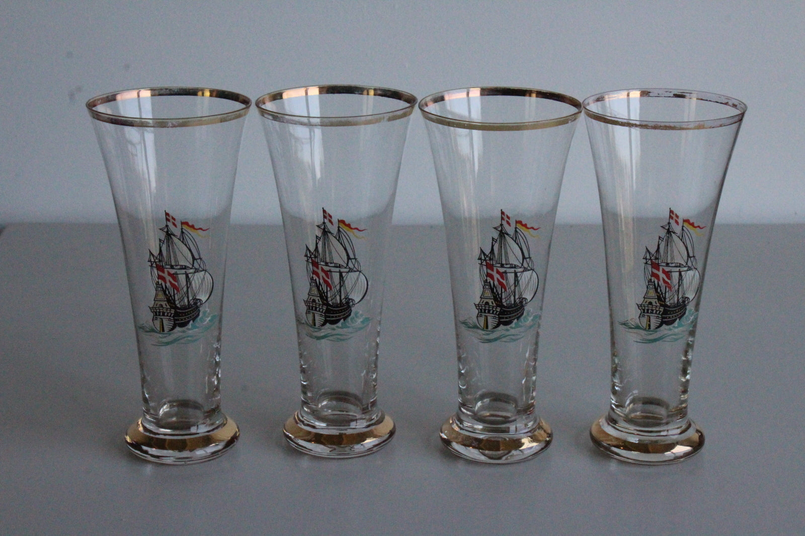 4 Vintage Lager Glasses - Kernow Furniture