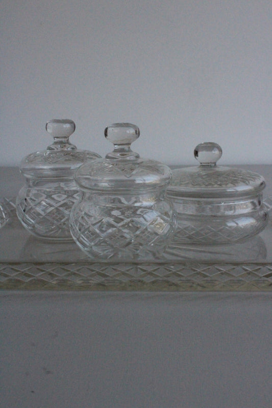Vintage Cut Glass Dressing Table Set - Kernow Furniture
