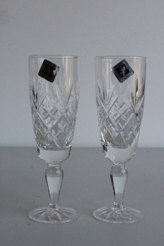 Pair Edinburgh Crystal Flutes - Kernow Furniture