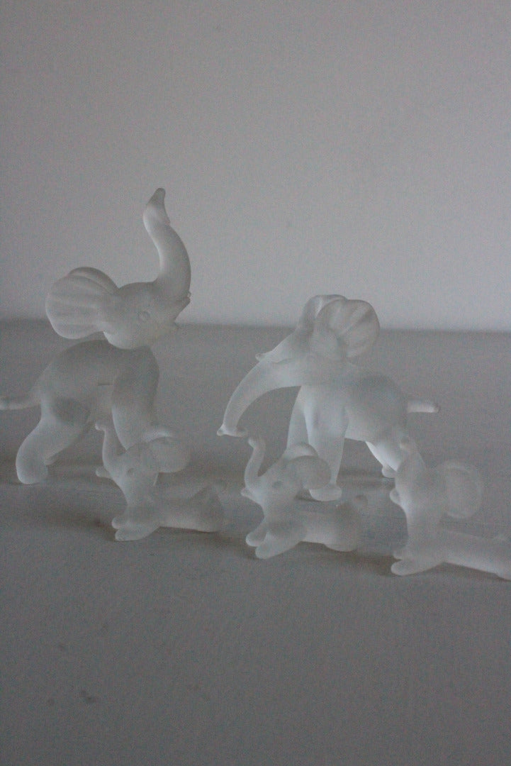 5 Vintage Glass Elephants - Kernow Furniture