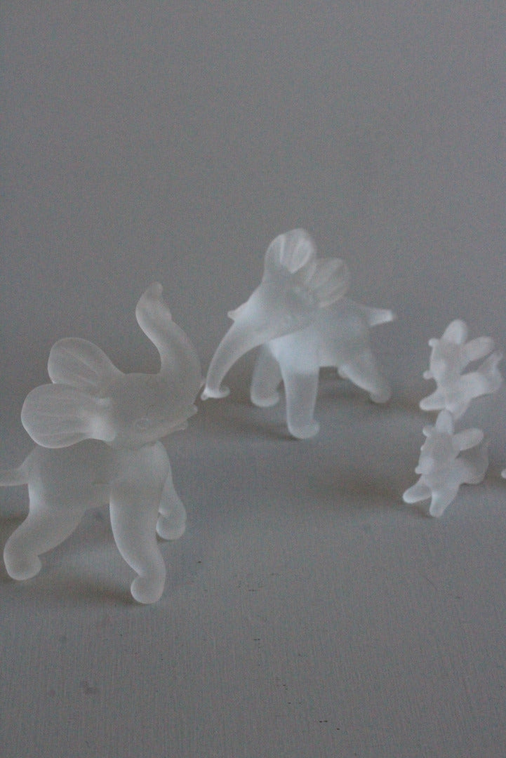 5 Vintage Glass Elephants - Kernow Furniture