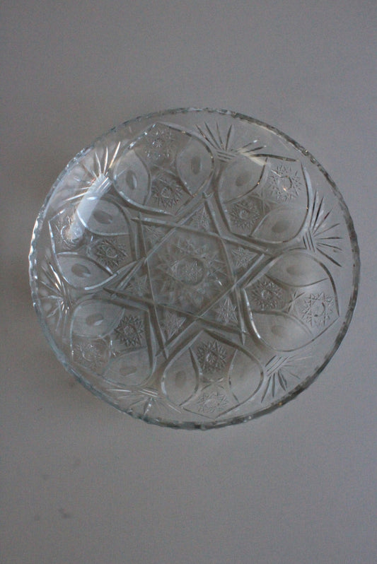 Large Quality Cut Glass Platter Plate Dish Cake Table Centre - Kernow Furniture
