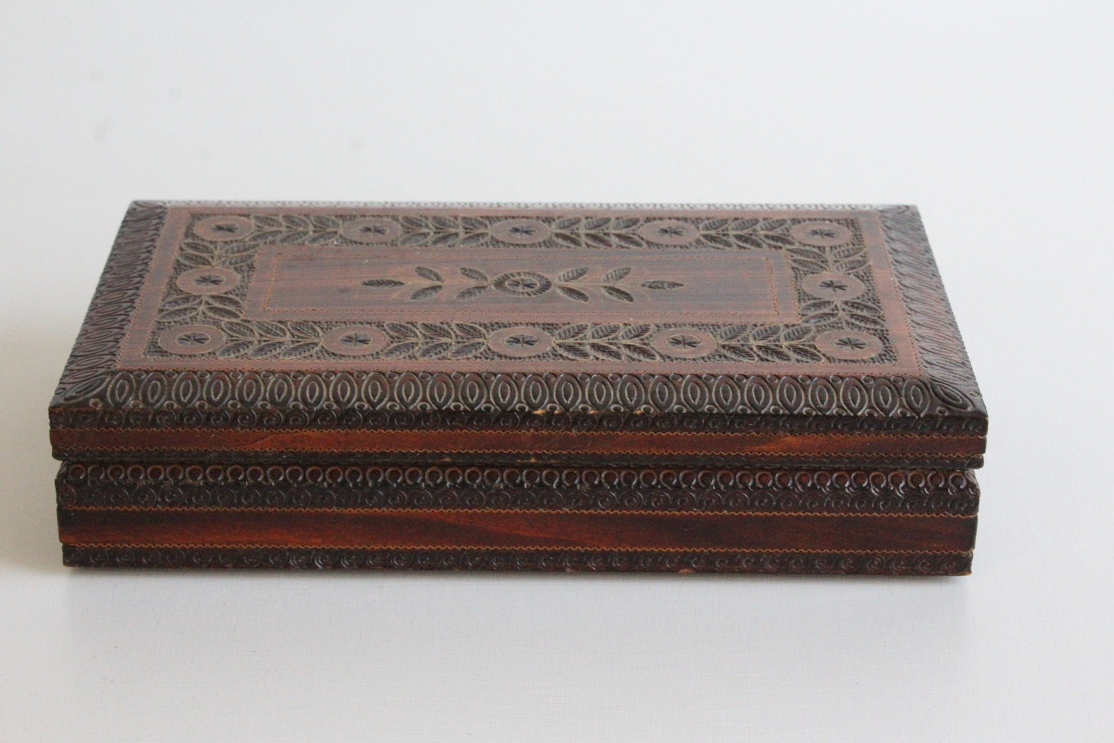 Vintage Carved Floral Wooden Box - Kernow Furniture