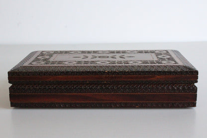 Vintage Carved Floral Wooden Box - Kernow Furniture