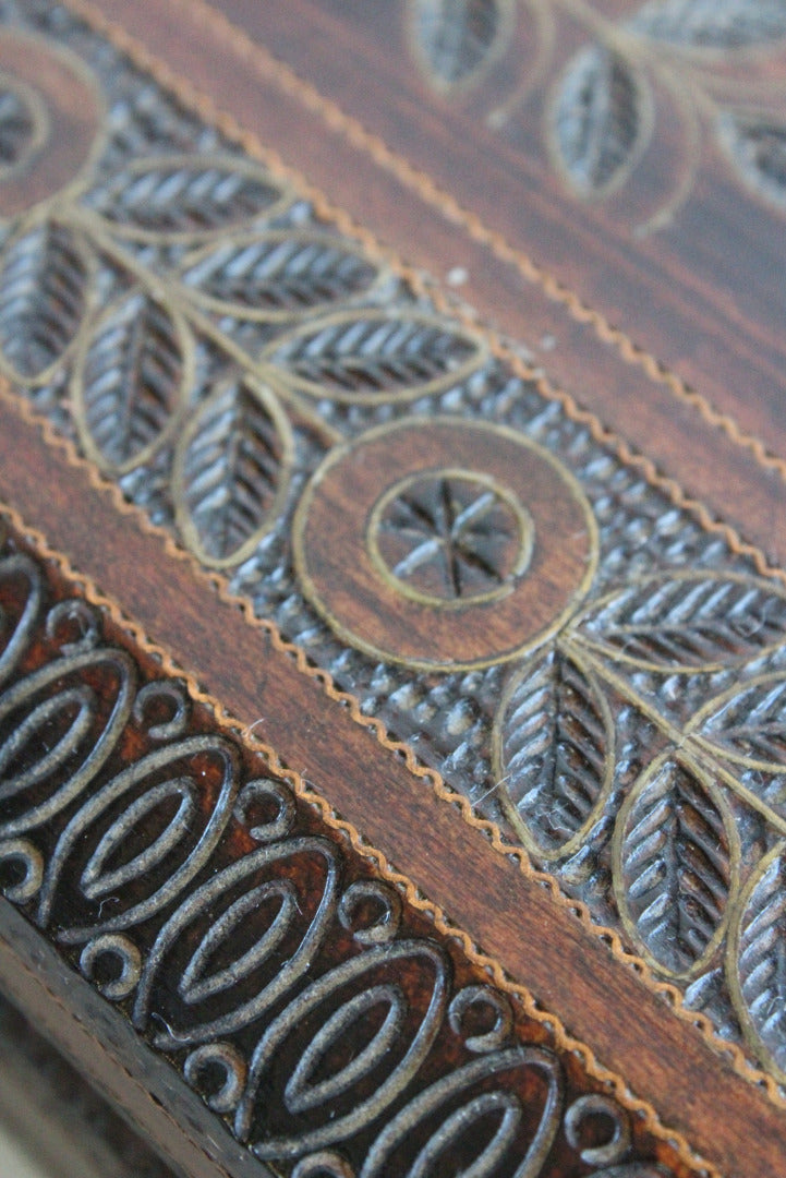 Vintage Carved Floral Wooden Box - Kernow Furniture