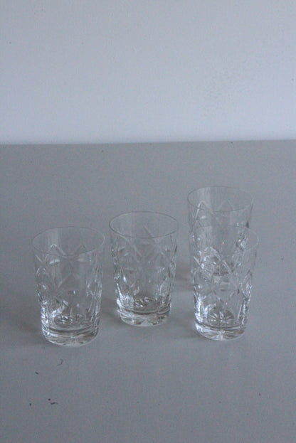 4 Vintage Cut Glass Water Glasses - Kernow Furniture