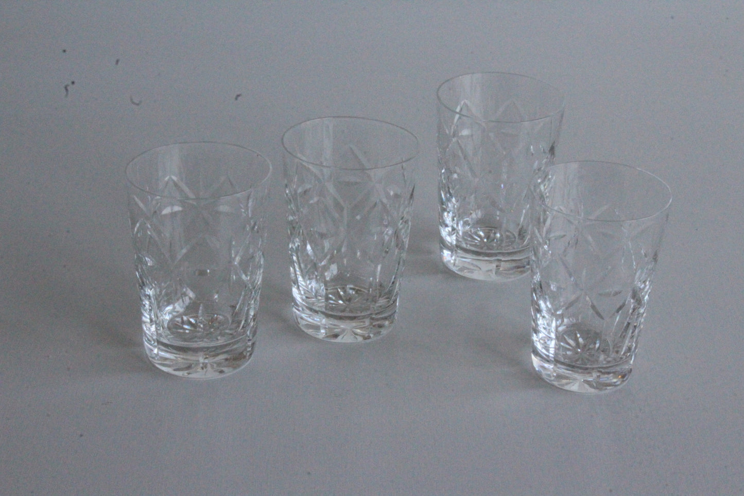 4 Vintage Cut Glass Water Glasses - Kernow Furniture