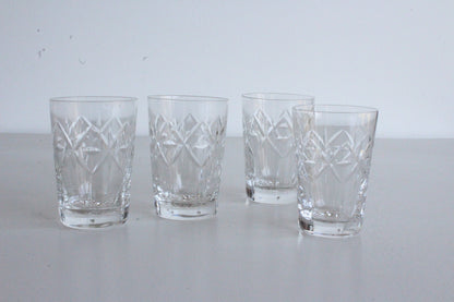 4 Vintage Cut Glass Water Glasses - Kernow Furniture