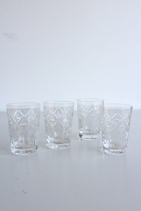 4 Vintage Cut Glass Water Glasses - Kernow Furniture