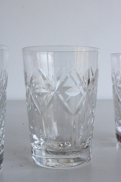 4 Vintage Cut Glass Water Glasses - Kernow Furniture