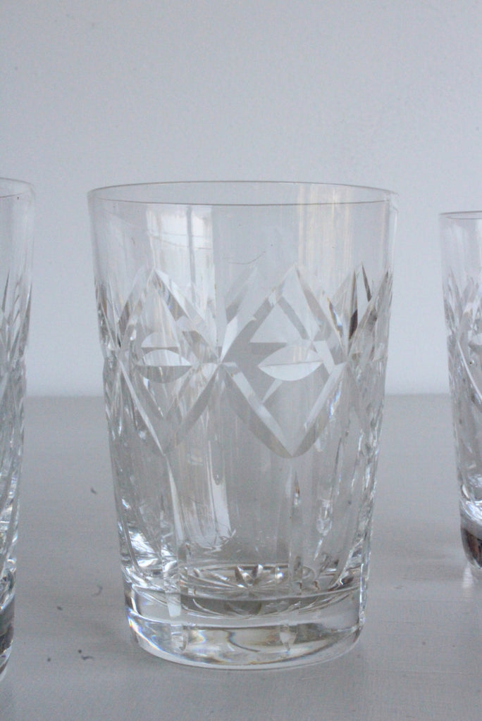 4 Vintage Cut Glass Water Glasses - Kernow Furniture