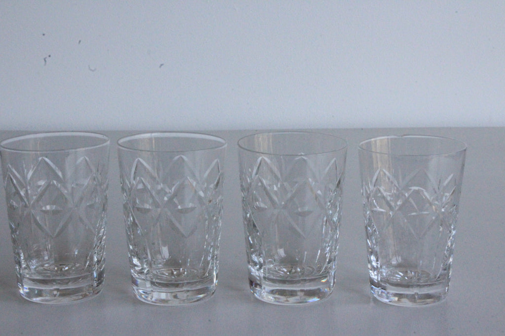 4 Vintage Cut Glass Water Glasses - Kernow Furniture