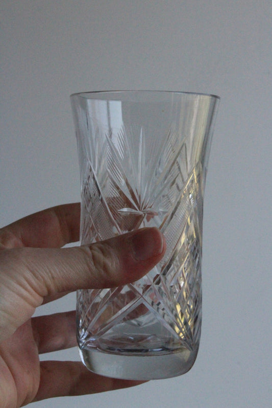 6 Vintage Cut Glass Hi Balls Water Glasses - Kernow Furniture