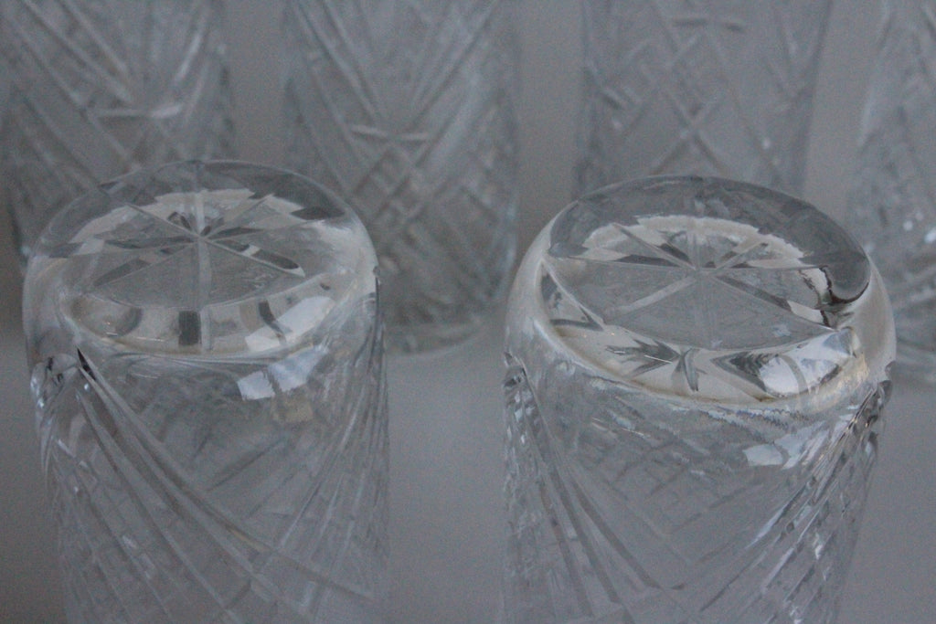 6 Vintage Cut Glass Hi Balls Water Glasses - Kernow Furniture
