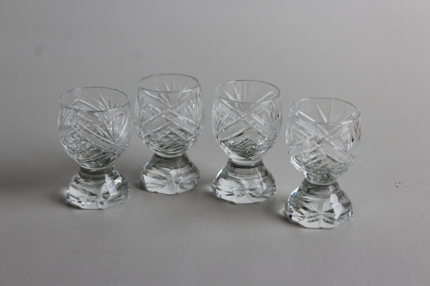 4 Vintage Cut Glass Liquer Glasses - Kernow Furniture