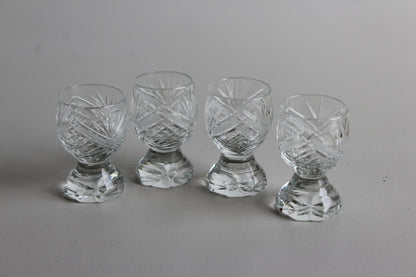 4 Vintage Cut Glass Liquer Glasses - Kernow Furniture