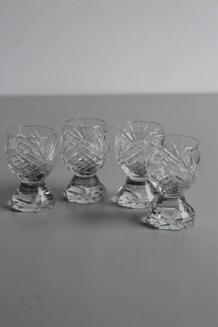 4 Vintage Cut Glass Liquer Glasses - Kernow Furniture