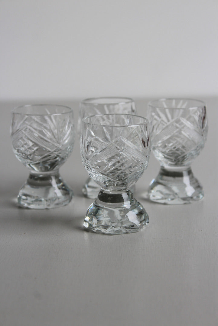 4 Vintage Cut Glass Liquer Glasses - Kernow Furniture