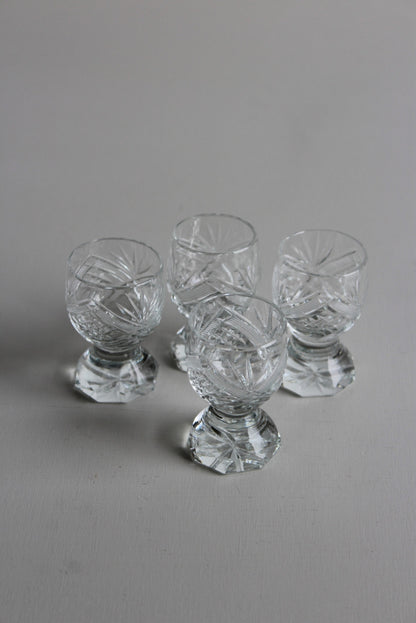 4 Vintage Cut Glass Liquer Glasses - Kernow Furniture