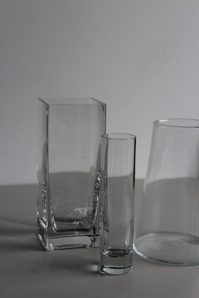3 Contemporary Clear Glass Vase Modern - Kernow Furniture