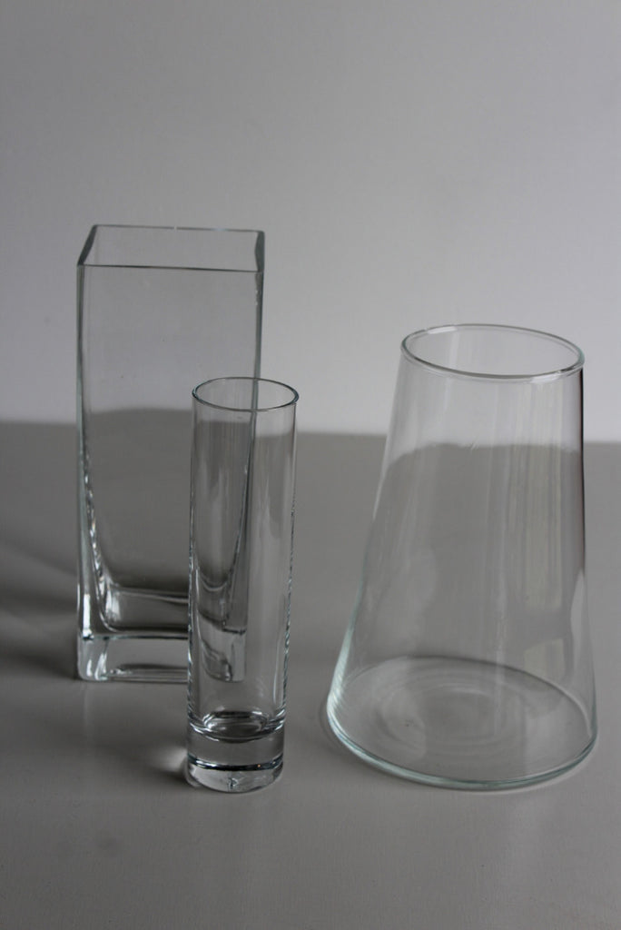 3 Contemporary Clear Glass Vase Modern - Kernow Furniture