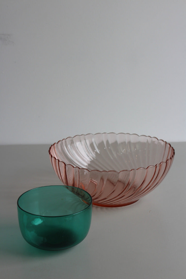 Pink Arcoroc Glass Bowl - Kernow Furniture