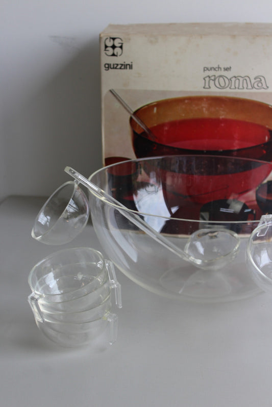 Retro Guzzini Punch Set Bowl Ladle 8 Cups - Kernow Furniture