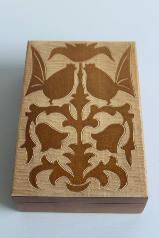 Carved Wooden Jewellery Trinket Polish Box - Kernow Furniture