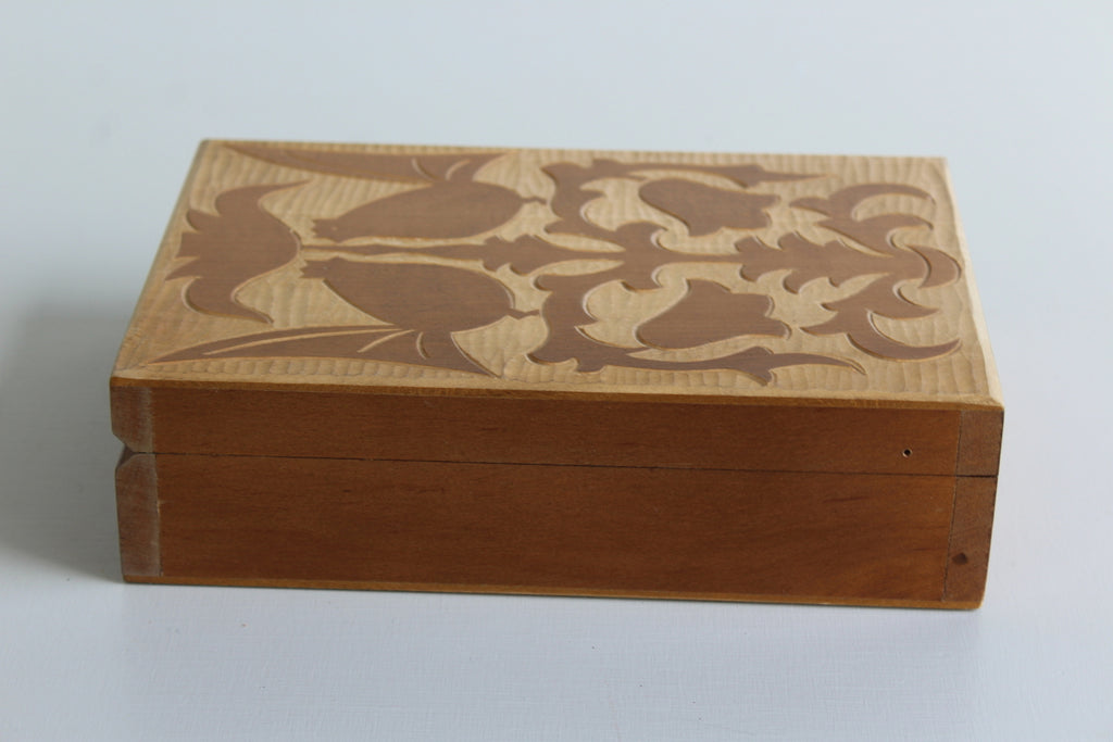 Carved Wooden Jewellery Trinket Polish Box - Kernow Furniture