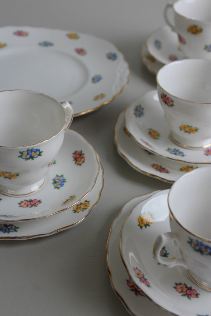 Vintage Bone China Pansy Tea Set - Kernow Furniture