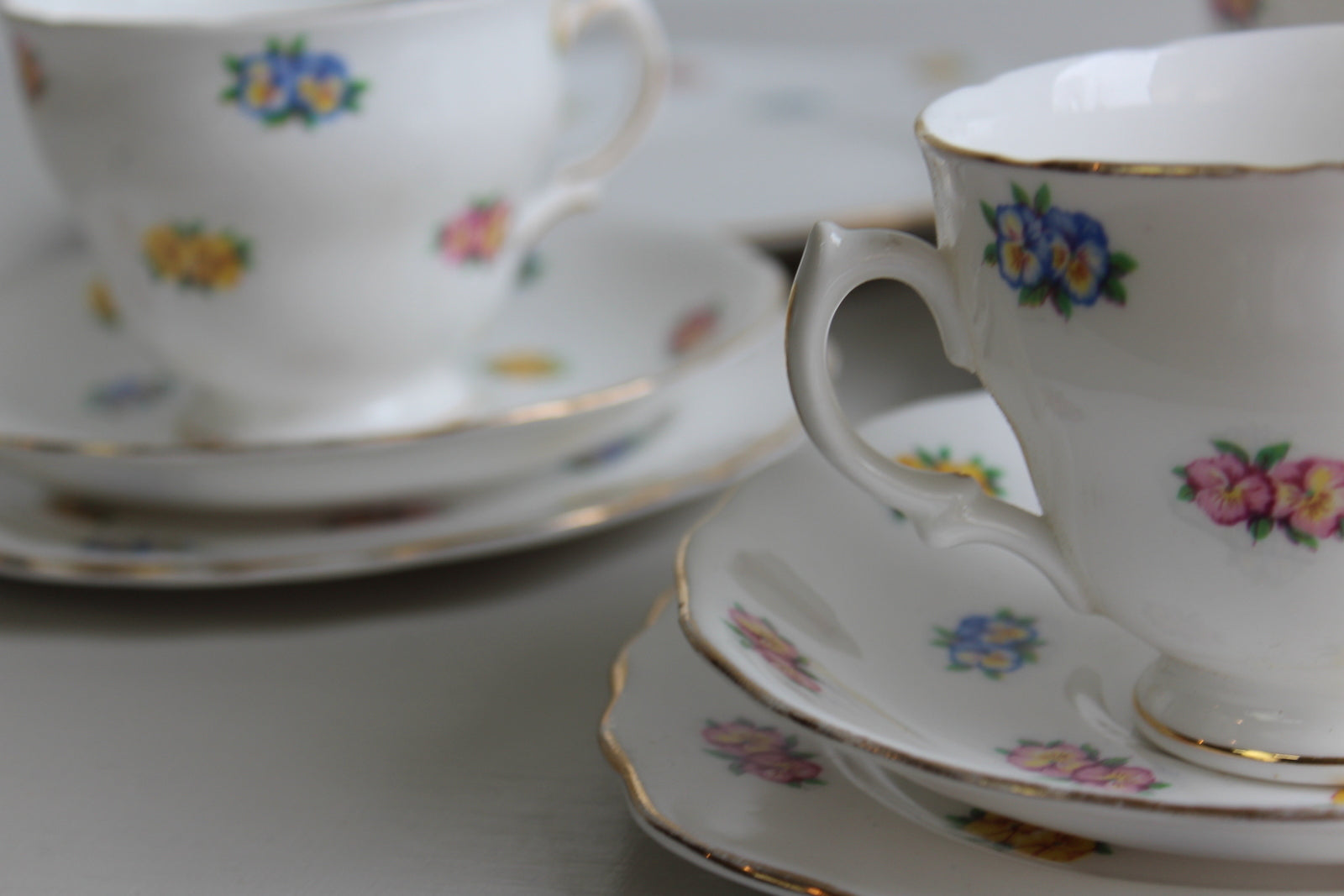 Vintage Bone China Pansy Tea Set - Kernow Furniture