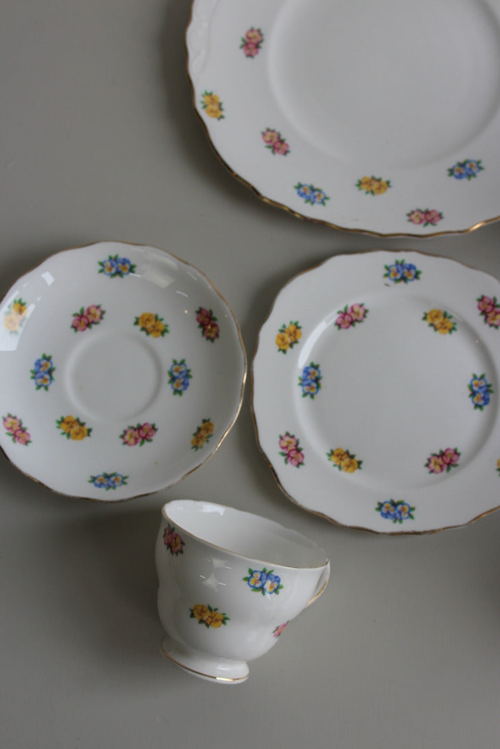 Vintage Bone China Pansy Tea Set - Kernow Furniture