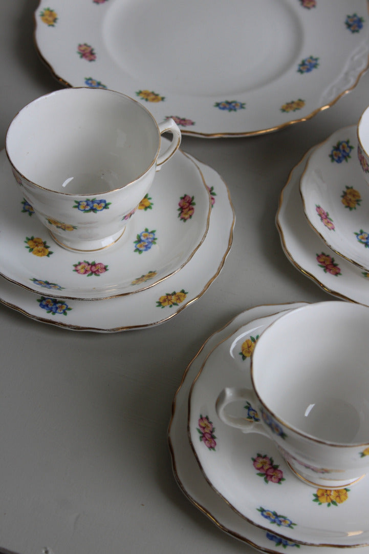 Vintage Bone China Pansy Tea Set - Kernow Furniture