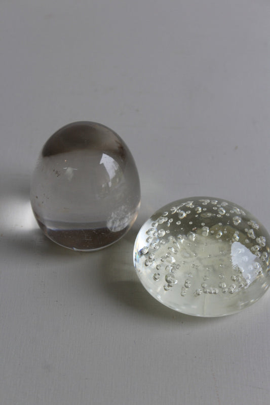 Two Vintage Glass Paperweights Bubble - Kernow Furniture