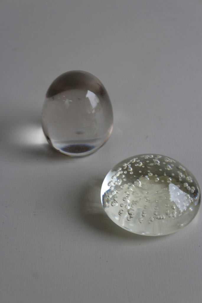 Two Vintage Glass Paperweights Bubble - Kernow Furniture