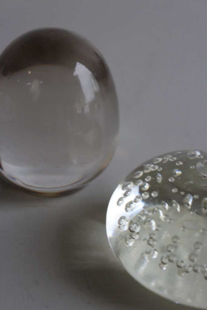 Two Vintage Glass Paperweights Bubble - Kernow Furniture