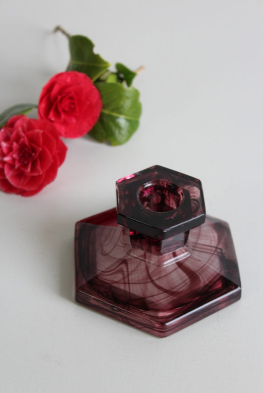 Vintage Single Smoked Glass Candlestick - Kernow Furniture