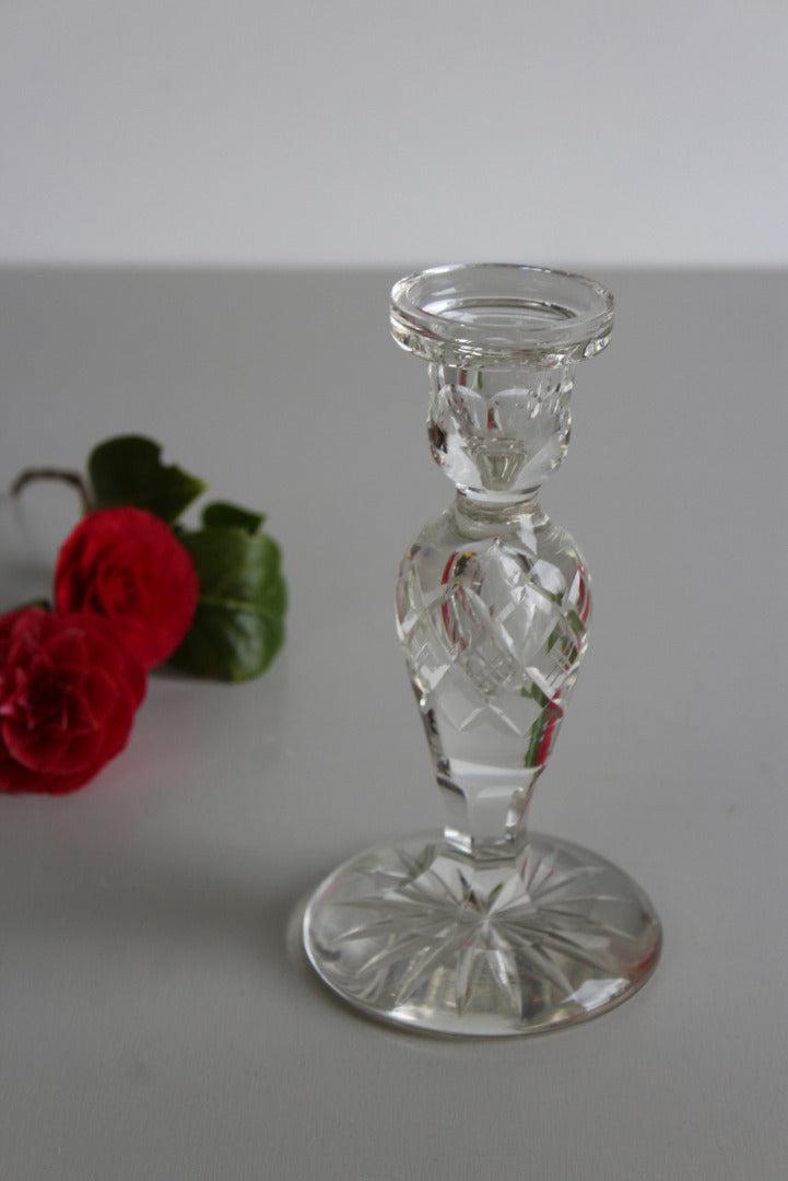 Single Cut Glass Candlestick - Kernow Furniture