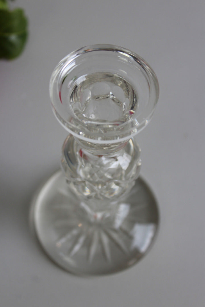 Single Cut Glass Candlestick - Kernow Furniture