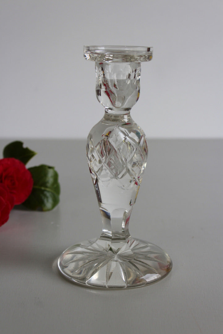 Single Cut Glass Candlestick - Kernow Furniture