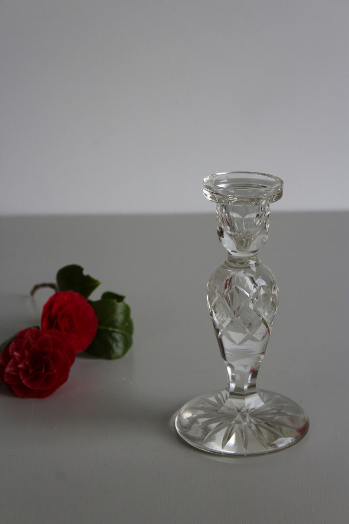 Single Cut Glass Candlestick - Kernow Furniture