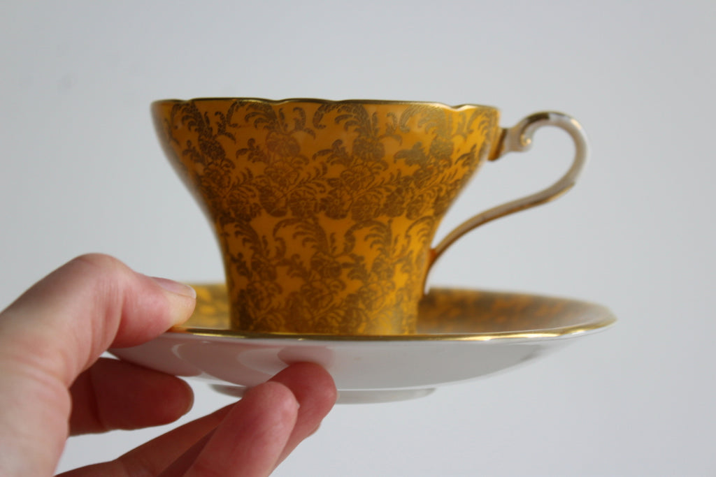Single Aynsley Yellow & Gold Cup & Saucer - Kernow Furniture