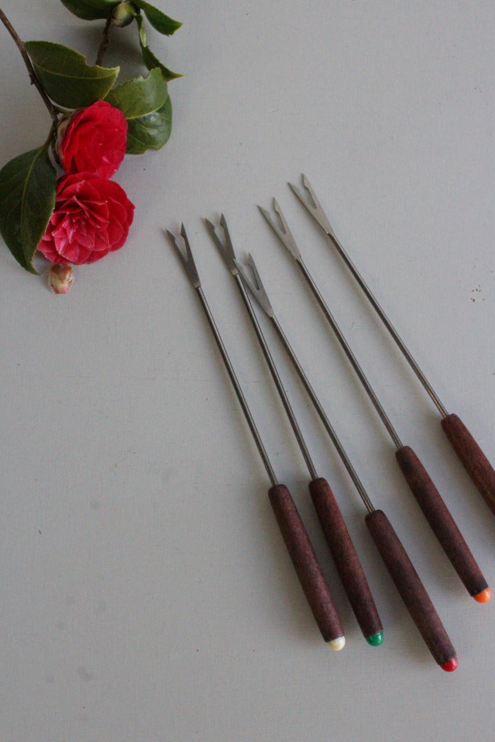 5 Teak Vintage Retro Fondue Forks - Kernow Furniture