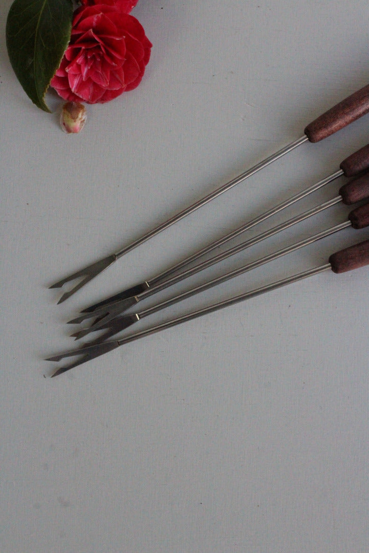 5 Teak Vintage Retro Fondue Forks - Kernow Furniture