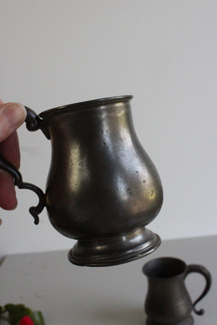 Pair Vintage Pewter Tankards - Kernow Furniture