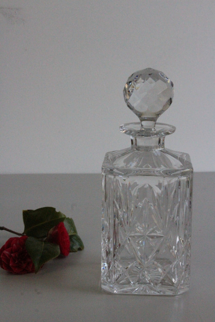 Vintage Quality Whisky Gin Cut Glass Square Decanter - Kernow Furniture